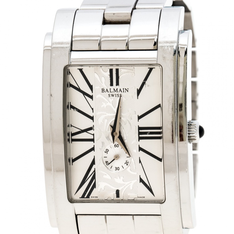Pre Owned Balmain Silver White Stainless Steel 2721 Men's Wristwatch 32 mm