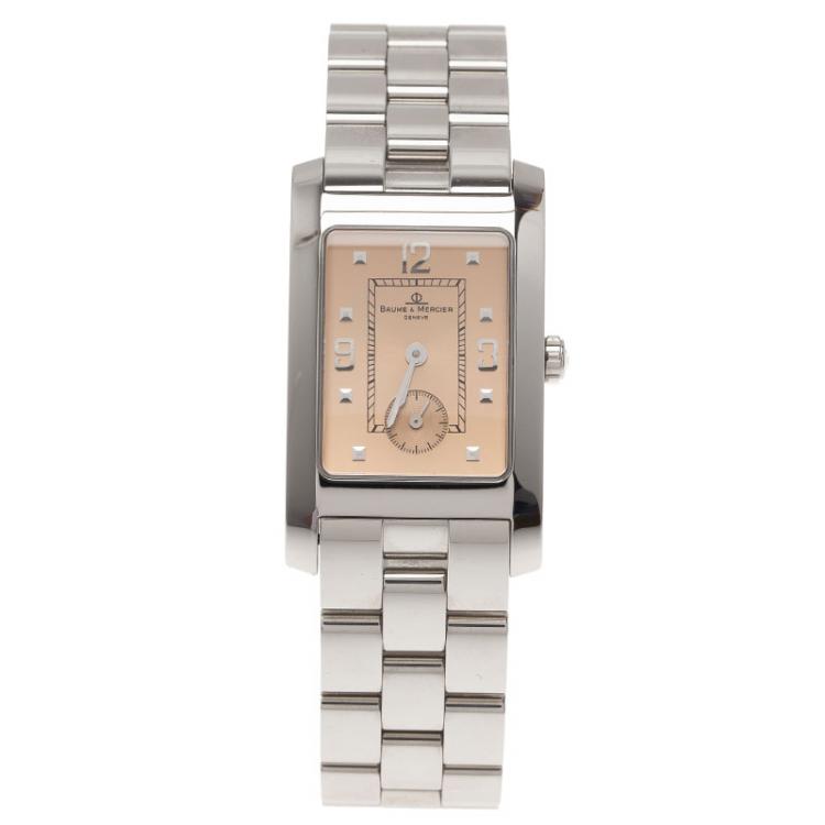 Pre Owned Baume & Mercier Champagne Stainless Steel Hampton MV045063 Men's Wristwatch 24 mm