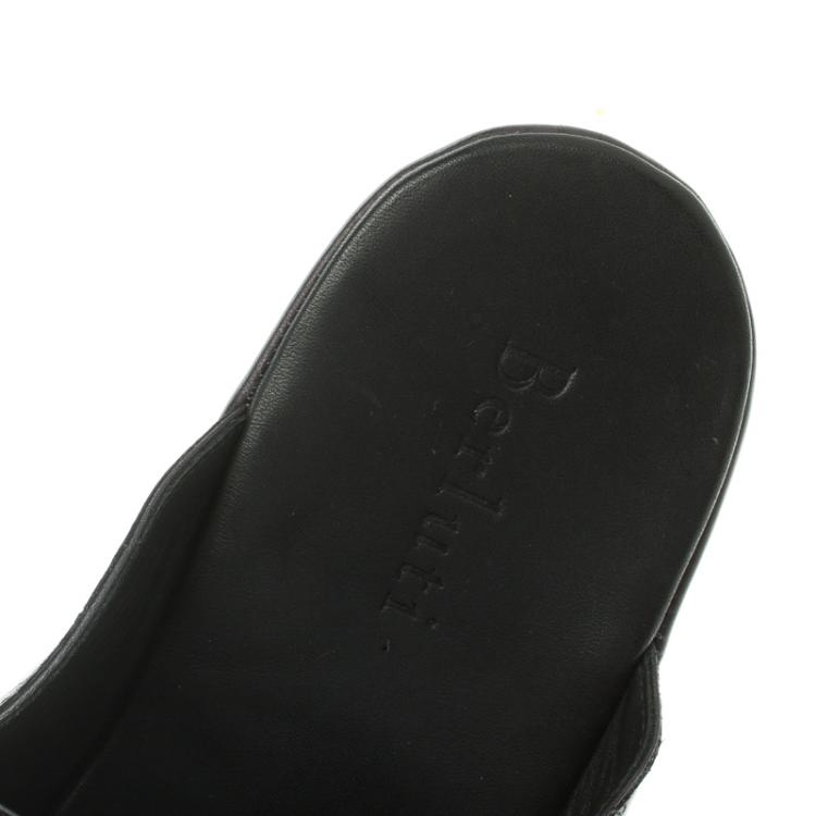 Pre Owned Berluti Black Leather Cyrus Slides Size 45