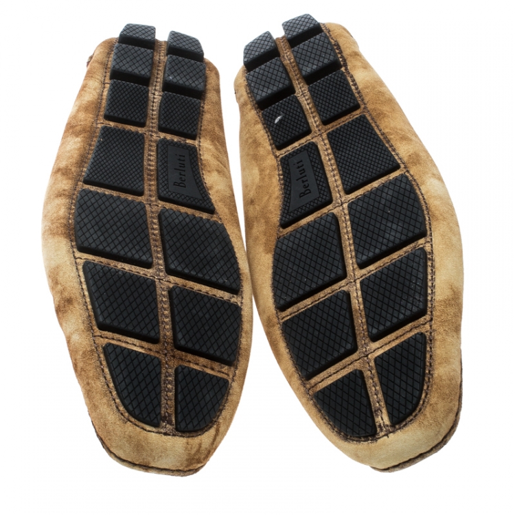 Pre Owned Berluti Beige Shaded Suede Loafers Size 43.5