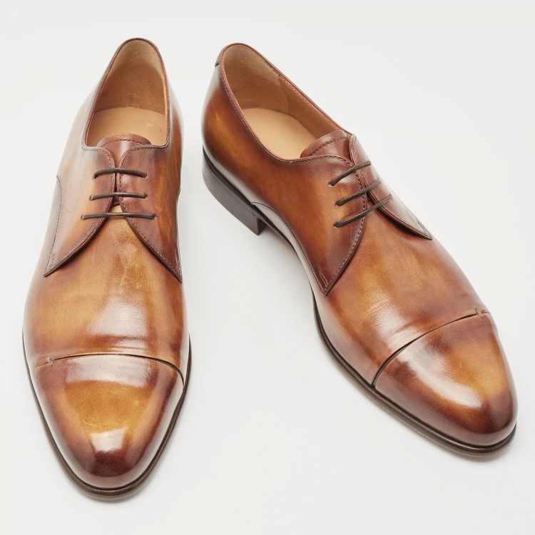 Pre Owned Berluti Brown Leather Lace Up Oxfords Size 41.5