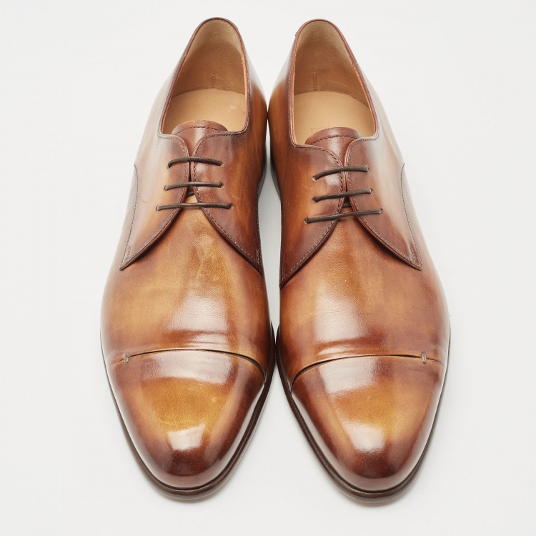 Pre Owned Berluti Brown Leather Lace Up Oxfords Size 41.5
