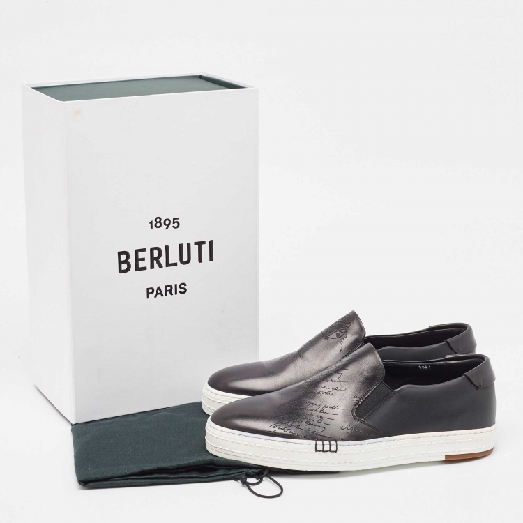 Pre Owned Berluti Black Leather Playtime Low Sneakers Size 40.5