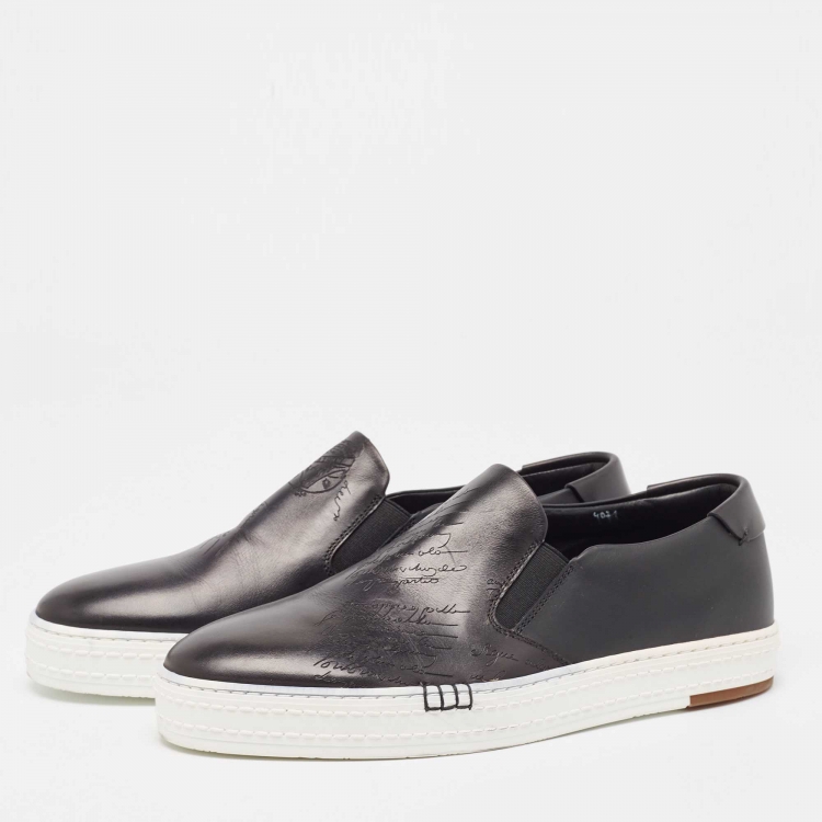Berluti Black Leather Playtime Low Sneakers Size 40.5