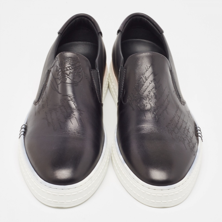 Pre Owned Berluti Black Leather Playtime Low Sneakers Size 40.5