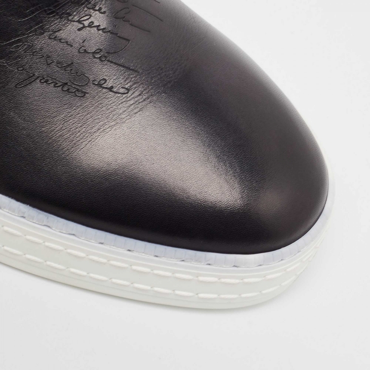 Pre Owned Berluti Black Leather Playtime Low Sneakers Size 40.5