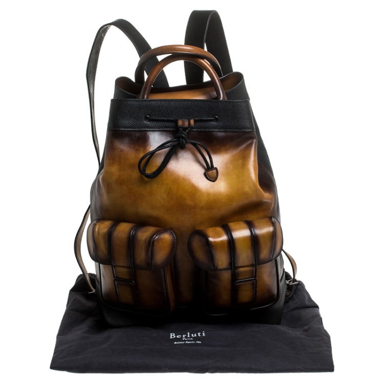 Pre Owned Berluti Brown Leather Horizon Backpack 