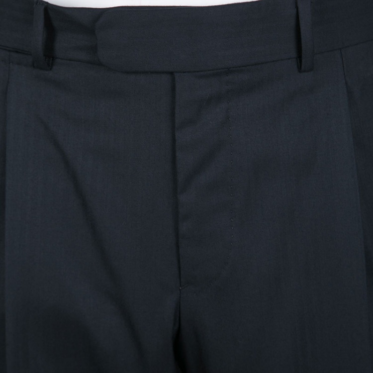 Pre Owned Berluti Navy Blue Striped Wool Drop 8 Fit Constructed Shoulder Detail Brera Suit L