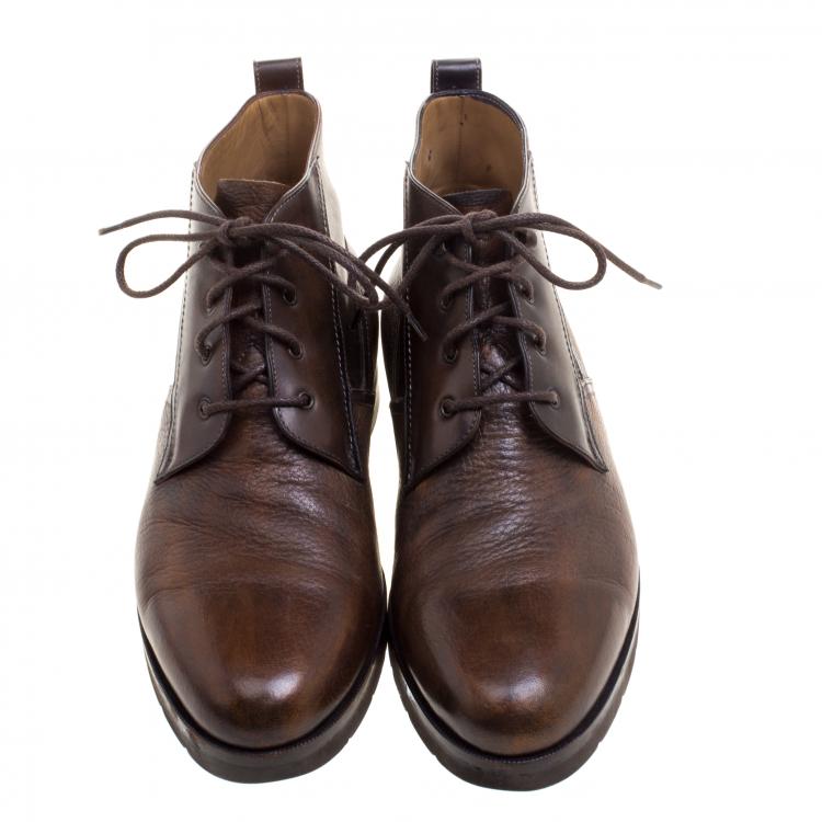 Pre Owned Berluti Brown Leather High Top Boots Size 41.5