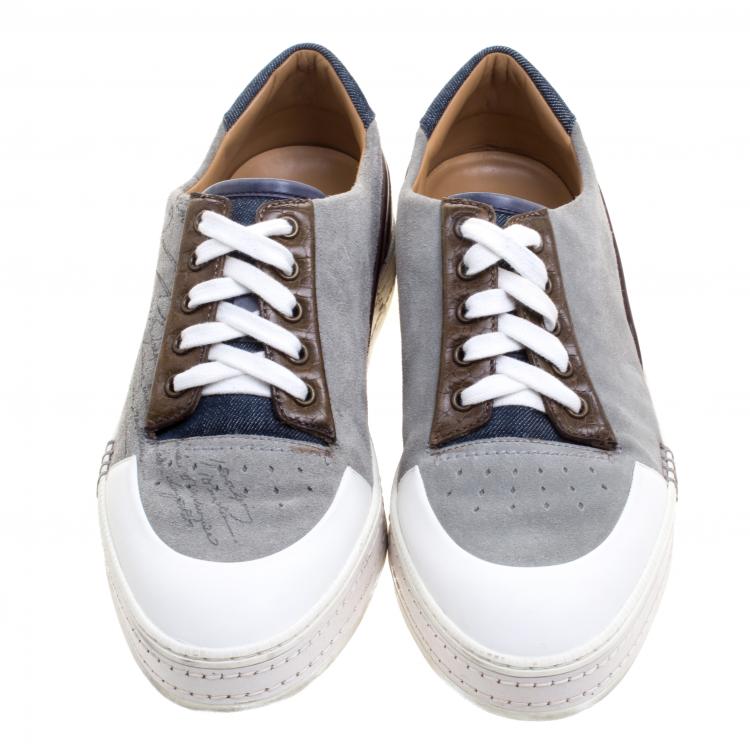 Pre Owned Berluti Multicolor Leather and Suede Sneakers Size 41