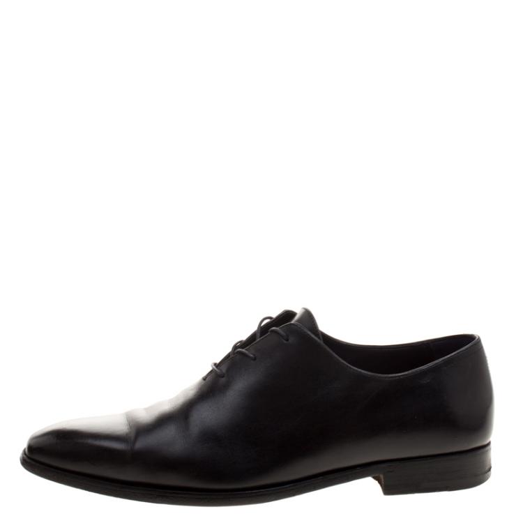 مملوكة مسبقًا  Berluti Black Leather Alessandro Lace Up Oxfords Size 41.5