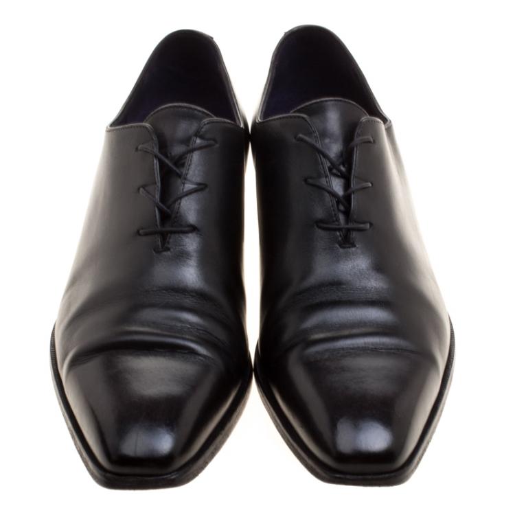 مملوكة مسبقًا  Berluti Black Leather Alessandro Lace Up Oxfords Size 41.5