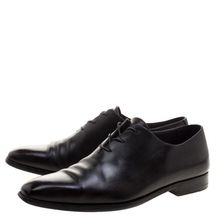 مملوكة مسبقًا  Berluti Black Leather Alessandro Lace Up Oxfords Size 41.5