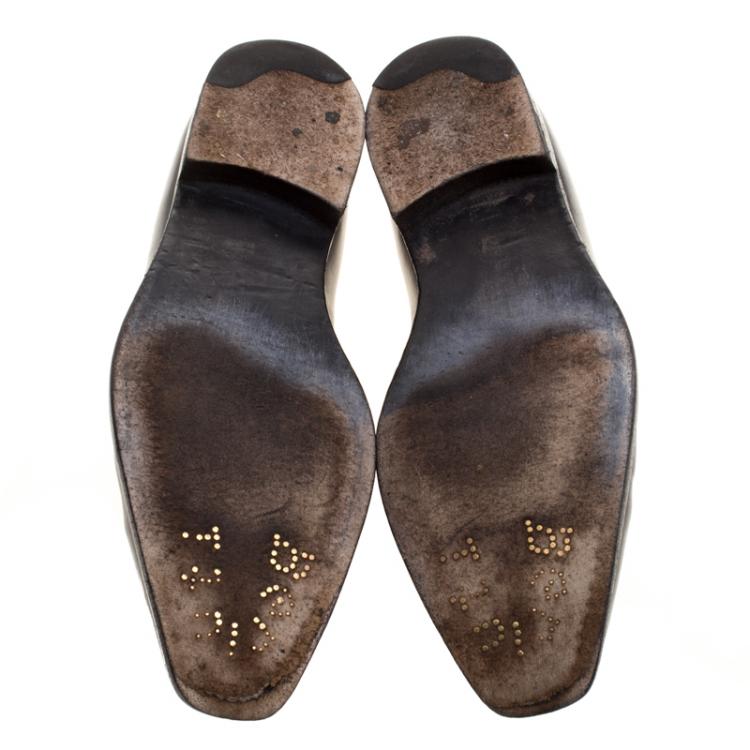 مملوكة مسبقًا  Berluti Black Leather Alessandro Lace Up Oxfords Size 41.5