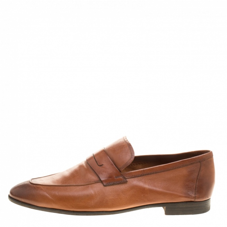 Pre Owned Berluti Brown Leather Penny Loafers Size 42.5