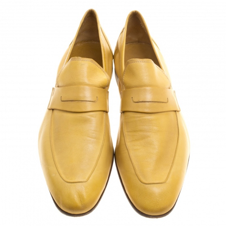 Pre Owned Berluti Yellow Leather Lorenzo Loafers Size 42.5