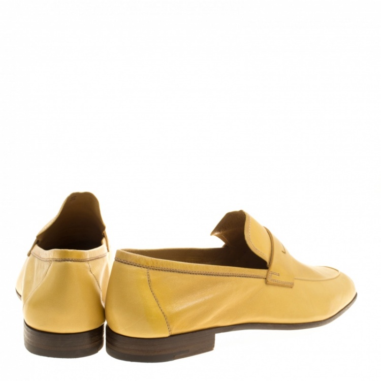 Pre Owned Berluti Yellow Leather Lorenzo Loafers Size 42.5