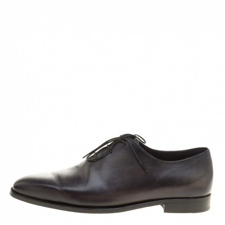 Pre Owned Berluti Shadow Grey Leather Alessandro Oxfords Size 42.5
