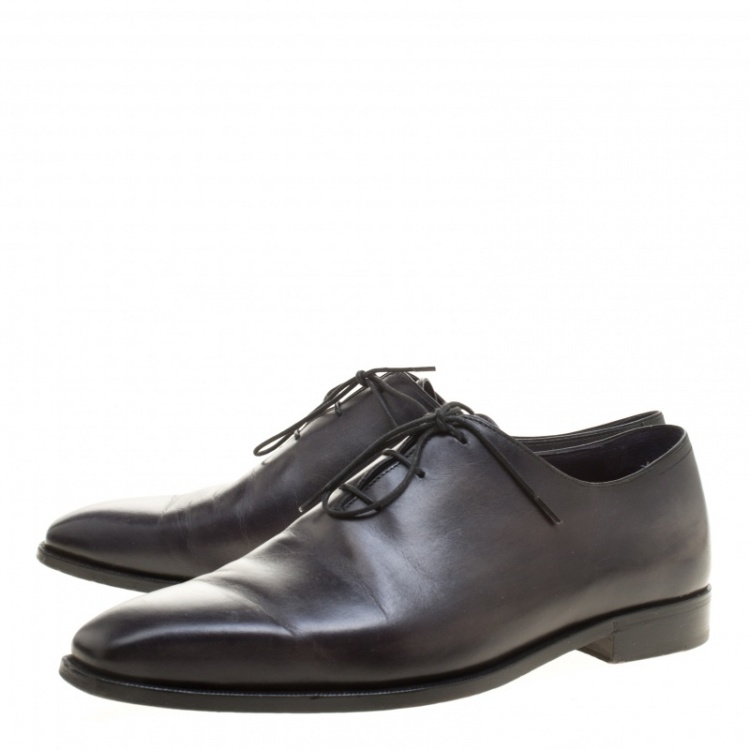 Pre Owned Berluti Shadow Grey Leather Alessandro Oxfords Size 42.5