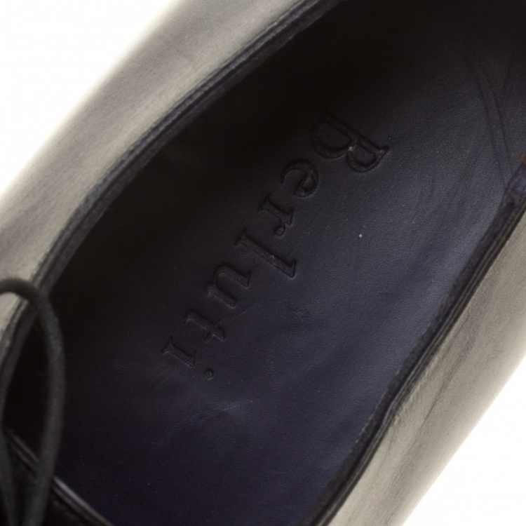 Pre Owned Berluti Shadow Grey Leather Alessandro Oxfords Size 42.5