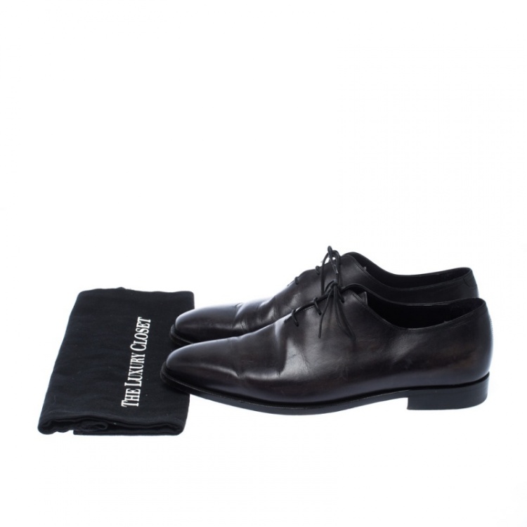 Pre Owned Berluti Shadow Grey Leather Alessandro Oxfords Size 42.5