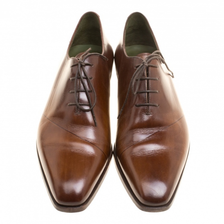 Pre Owned Berluti Brown Leather Lace Up Oxfords Size 43