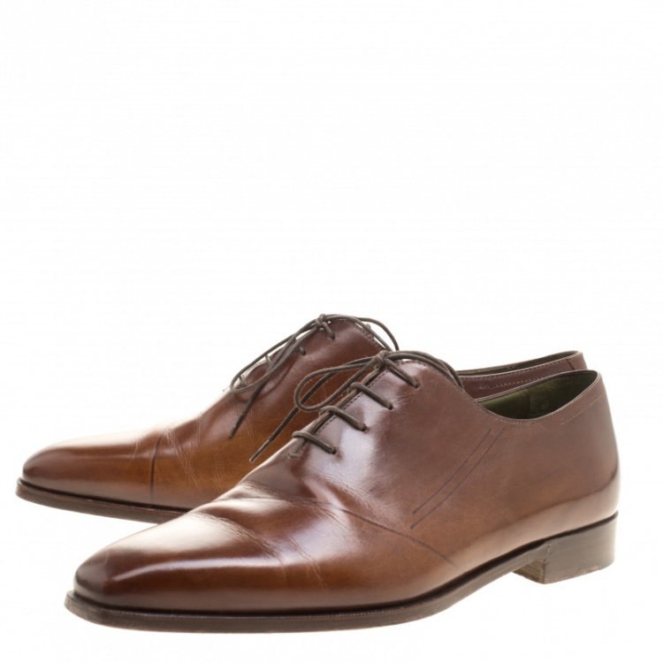 Pre Owned Berluti Brown Leather Lace Up Oxfords Size 43
