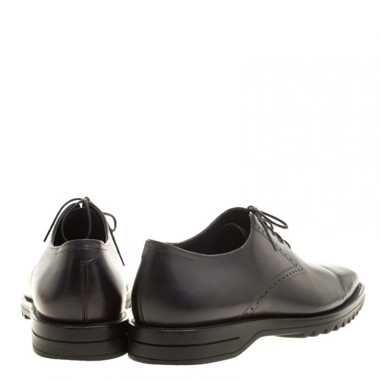 Pre Owned Berluti Black Leather Lace Up Oxfords Size 42.5