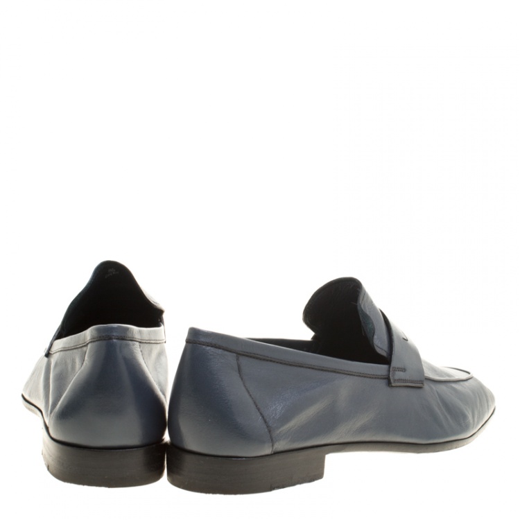Pre Owned Berluti Oxford Blue Leather Lorenzo Loafers Size 42.5