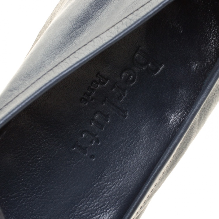 Pre Owned Berluti Oxford Blue Leather Lorenzo Loafers Size 42.5