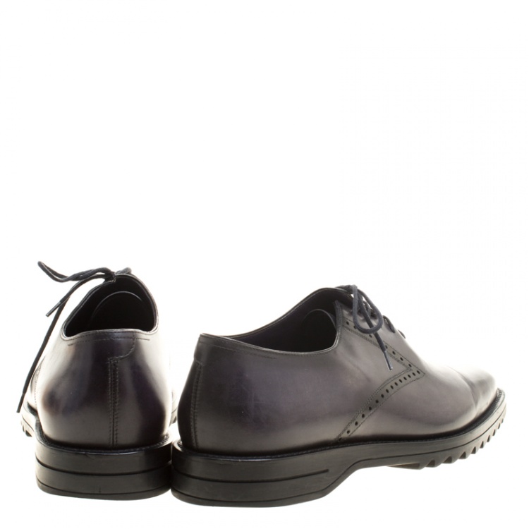 Pre Owned Berluti Two Tone Grey Leahter Lace Up Oxfords Size 42.5