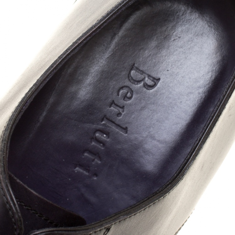 Pre Owned Berluti Two Tone Grey Leahter Lace Up Oxfords Size 42.5
