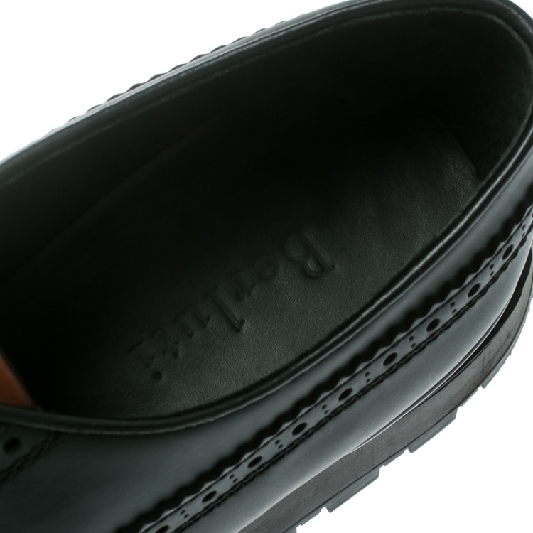 Pre Owned  Berluti Black Brogue Leather Fast Track Sneakers Size 41