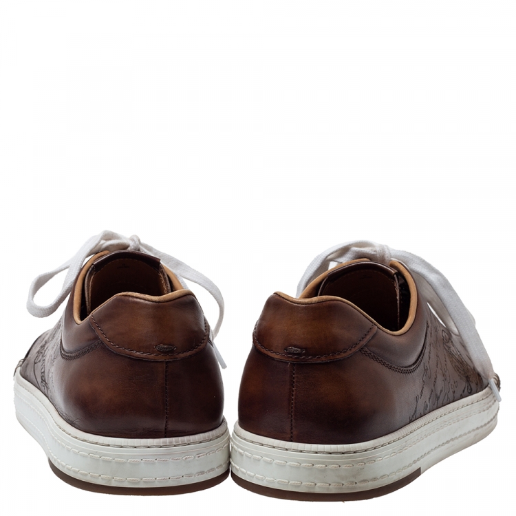 Pre Owned Berluti Brown Ombre Leather Playtime Low Top Sneakers Size 43