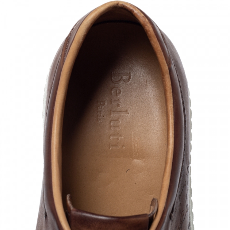 Pre Owned Berluti Brown Ombre Leather Playtime Low Top Sneakers Size 43
