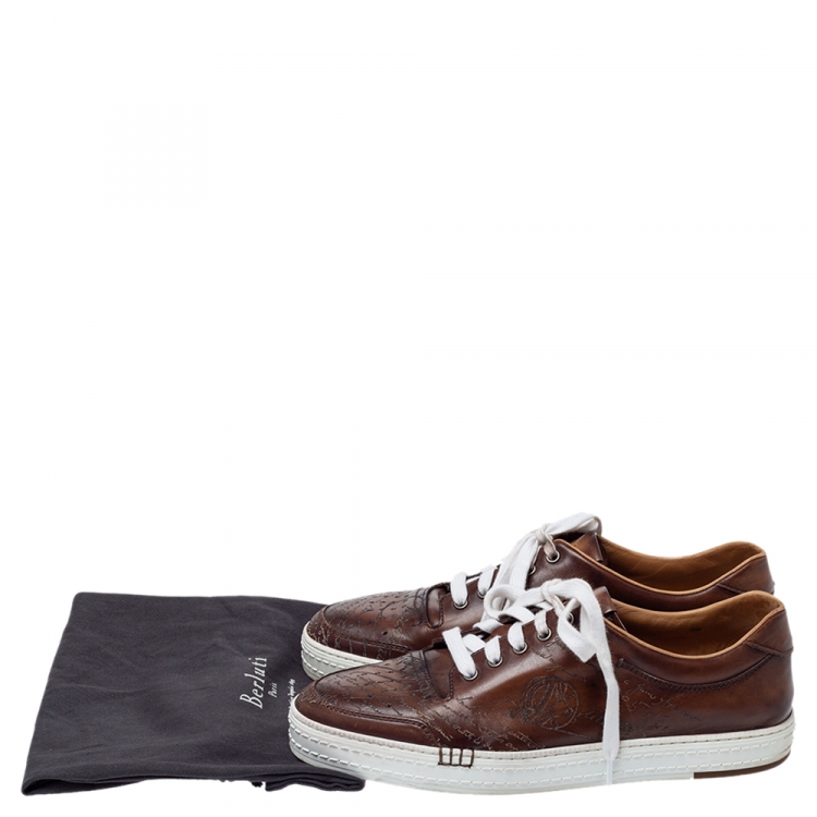 Pre Owned Berluti Brown Ombre Leather Playtime Low Top Sneakers Size 43