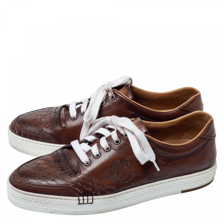 Pre Owned Berluti Brown Ombre Leather Playtime Low Top Sneakers Size 43