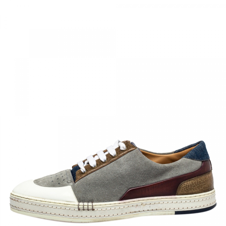 Pre Owned Berluti Multicolor Suede And Leather Low Top Sneakers Size 43.5
