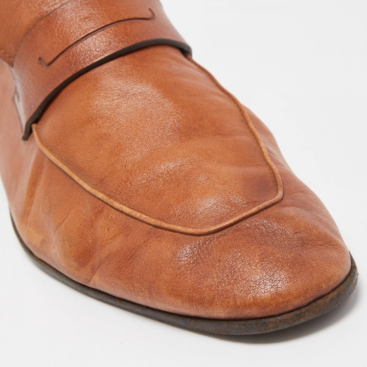 Pre Owned Berluti Brown Leather Lorenzo Loafers Size 42.5 