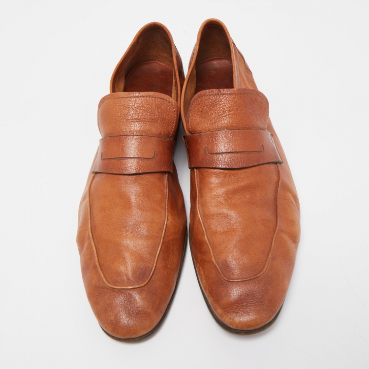 Pre Owned Berluti Brown Leather Lorenzo Loafers Size 42.5 