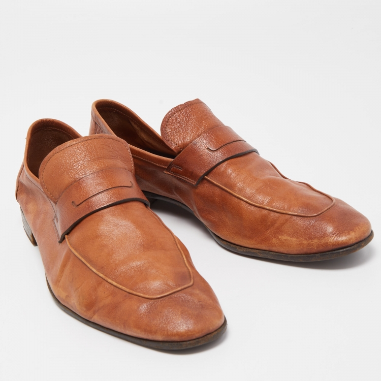 Pre Owned Berluti Brown Leather Lorenzo Loafers Size 42.5 