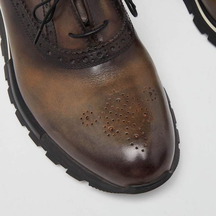 Pre Owned Berluti Brown Brogue Leather Lace Up Oxfords Size 43.5