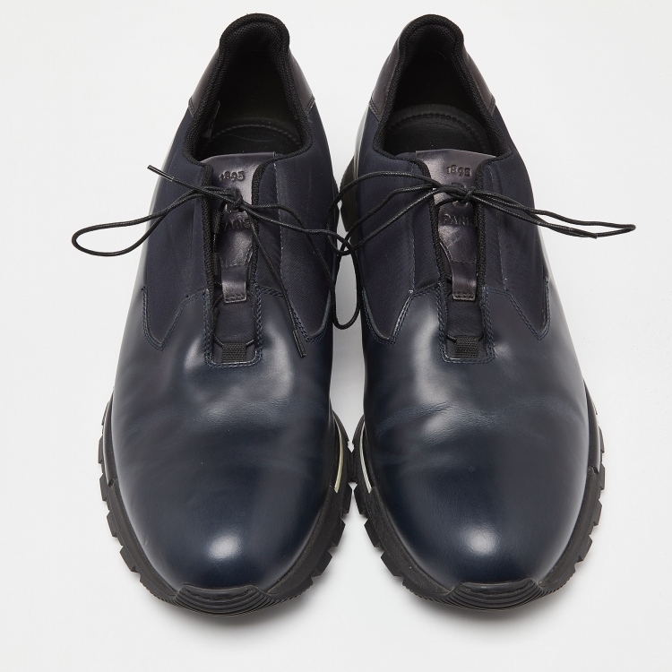 مملوكة مسبقًا Berluti Blue Leather and Fabric Lace Up Oxfords Size 43.5