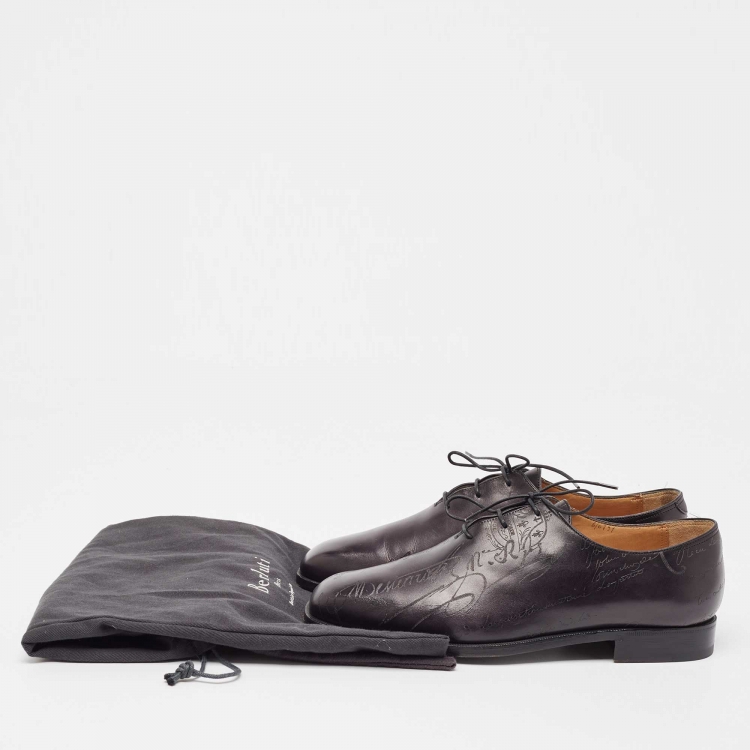 Pre Owned Berluti Black Galet Scritto Leather Alessandro Oxfords Size 40