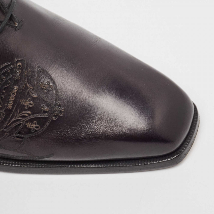 Pre Owned Berluti Black Galet Scritto Leather Alessandro Oxfords Size 40