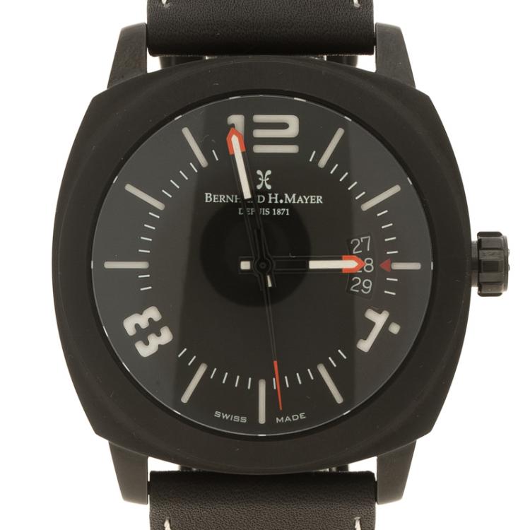 Pre Owned Bernhard H Mayer Black  Stainless Steel IL Nero Men's Wristwatch  44 mm