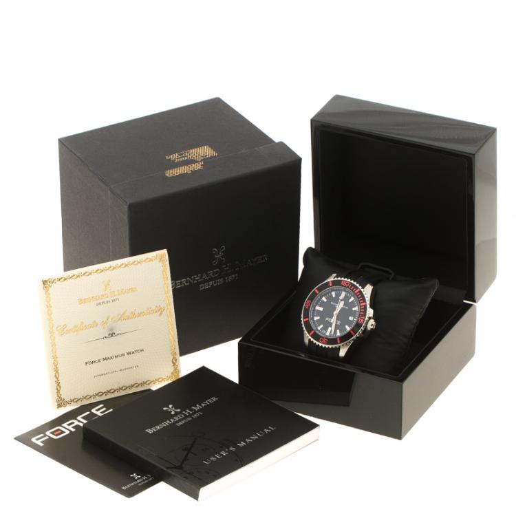 Pre Owned Bernhard H Mayer Black Stainless Steel Force Maximus Men's Wristwatch 44 mm