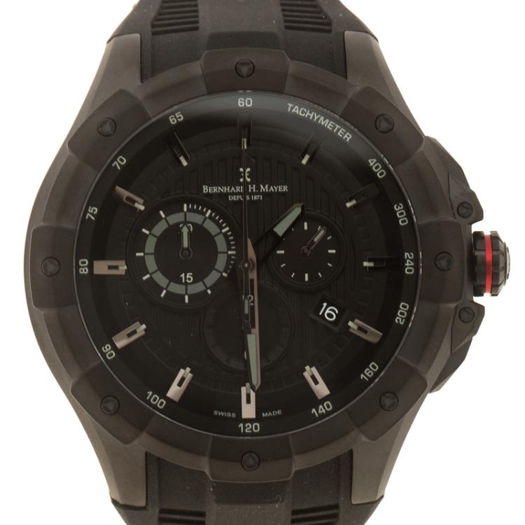 Pre Owned Bernhard H. Mayer Black Stainless Steel Victor Chronograph Men's Wristwatch 50 mm