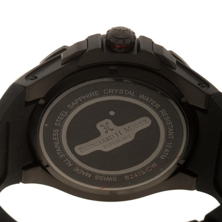 Pre Owned Bernhard H. Mayer Black Stainless Steel Victor Chronograph Men's Wristwatch 50 mm