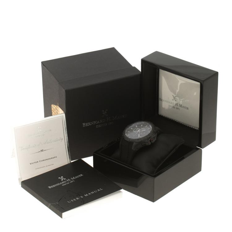 Pre Owned Bernhard H. Mayer Black Stainless Steel Victor Chronograph Men's Wristwatch 50 mm